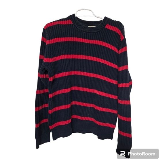 Ll bean sweater men blue red cotton crewneck freddy krueger vibes halloween - Picture 1 of 13
